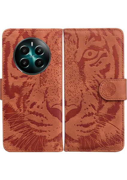 Realme 12 Artı Deri Cüzdan Kickstand Koruyucu Kabartmalı Için Flip Case (Yurt Dışından)
