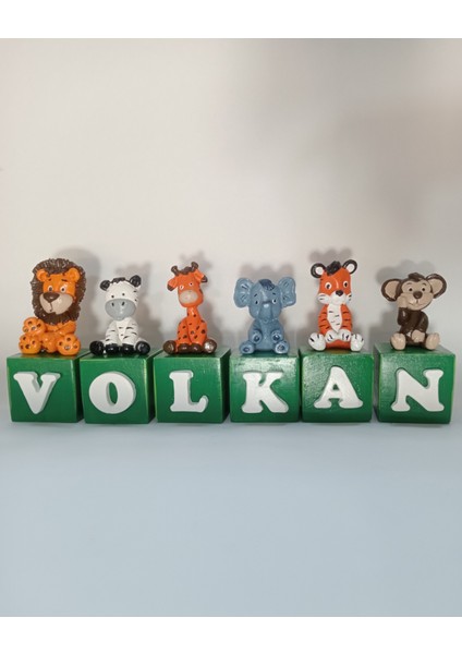 Hayvan Figürlü Çocuk Odası Isim Küpü (5 Adet)