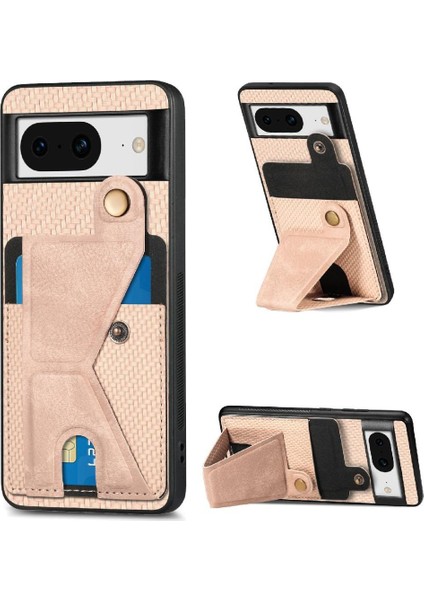 Google Pixel 8 Stand Fonksiyonu Manyetik Tasarım Braketi Kart Sahibi Için Kılıf (Yurt Dışından)
