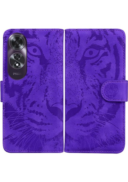 Oppo A60 4g Deri Cüzdan Kabartmalı Sevimli Kaplan Kickstand Için Flip Case (Yurt Dışından)