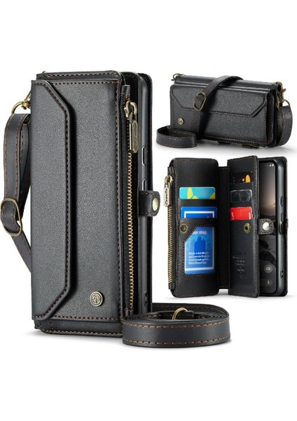 Kadınlar Için Crossbody Durumda Google Piksel 9 Cüzdan Durumda Fermuar Faturaları Yuvası (Yurt Dışından)