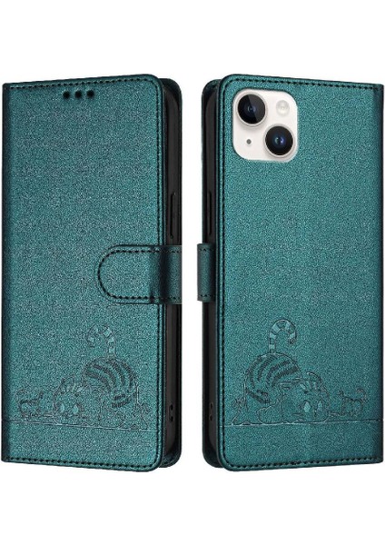 IPhone 15 Için Kılıf Artı Kart Yuvası Tutucu Kickstand Kedi Rfıd Cüzdan Flip (Yurt Dışından)