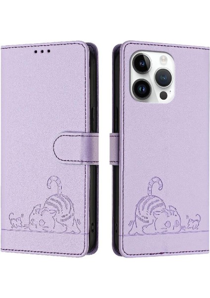 IPhone 12 Için Kılıf Pro Max Kart Yuvası Tutucu Kickstand Kedi Rfıd Cüzdan Flip (Yurt Dışından)