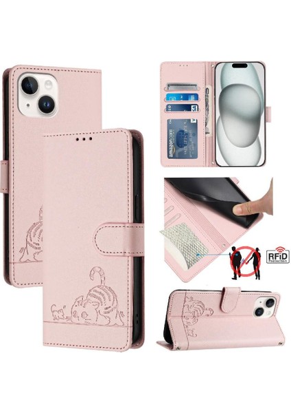 IPhone 13 Için Kılıf Mini Kedi Rfıd Kart Yuvası Tutucu Kickstand Cüzdan Flip (Yurt Dışından)