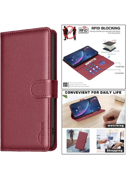 IPhone 12 Için Flip Case Pro Max Pu Deri Rfıd Engelleme Cüzdan Manyetik (Yurt Dışından)