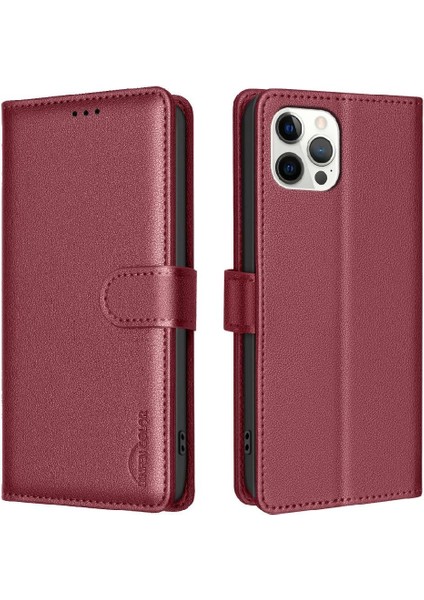 IPhone 12 Için Flip Case Pro Max Pu Deri Rfıd Engelleme Cüzdan Manyetik (Yurt Dışından)