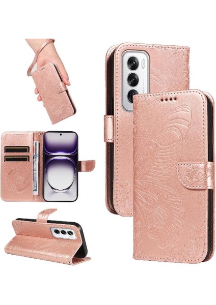 Oppo Oppo 12 5g Için Flip Case Ayrılabilir El Kayışı Kabartmalı Kelebek (Yurt Dışından) fırsatları