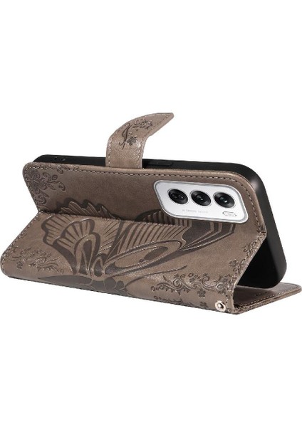 Oppo Oppo 12 5g Için Flip Case Ayrılabilir El Kayışı Kabartmalı Kelebek (Yurt Dışından) modelleri