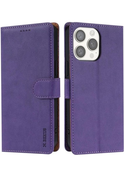 IPhone 14 Için Flip Case Pro Max Çift Katmanlı Koruma Yan Cep Kartı (Yurt Dışından)