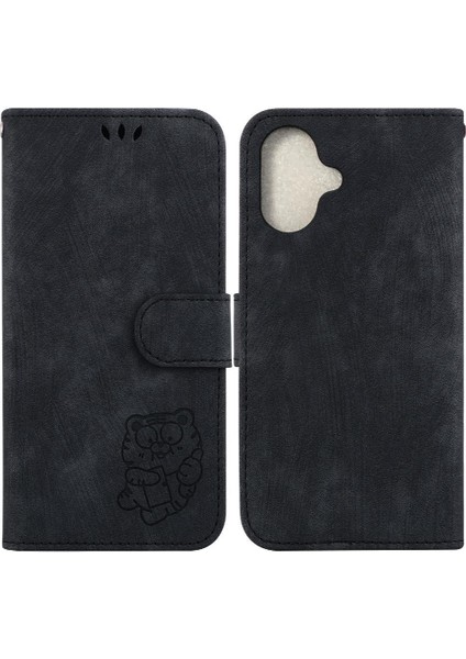IPhone 16 Için Kılıf Artı Cüzdan Durumda Kabartmalı Sevimli Kaplan Kartı Cep Flip (Yurt Dışından)