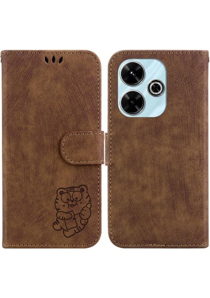 Xiaomi Poco M6 4g Için Kılıf Tutucu Kapak Kabartmalı Sevimli Kaplan Flip Folio (Yurt Dışından)