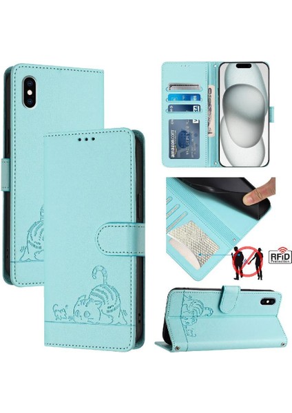 IPhone Xs Max Cüzdan Kapak Çevirin Kart Yuvası Tutucu Kickstand Kedi (Yurt Dışından) indirimleri