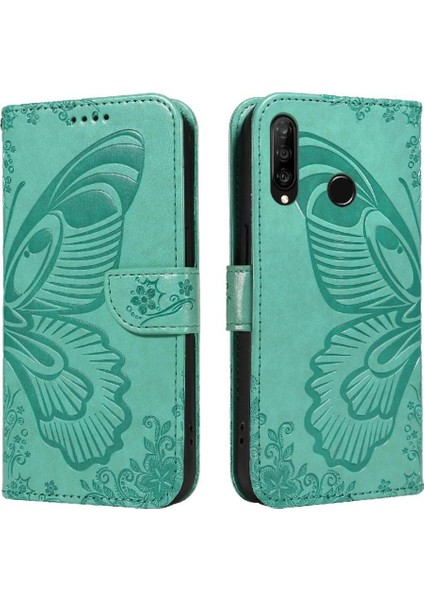 Huawei P30 Lite Ayrılabilir El Kayışı Kabartmalı Kelebek Için Flip Case (Yurt Dışından)