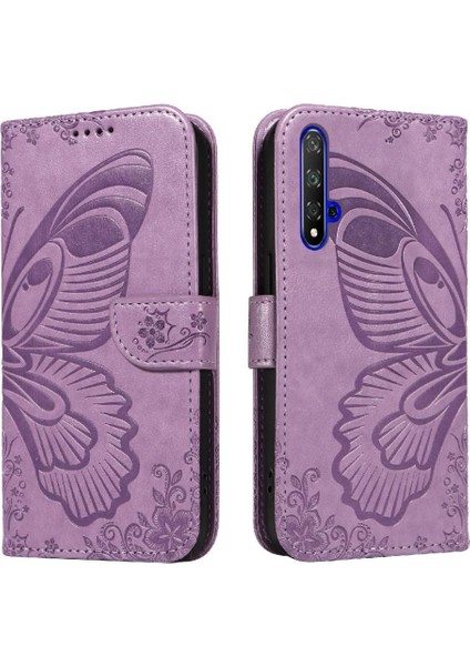 Huawei Nova 5t Için Flip Case Kabartmalı Kelebek Ayrılabilir El Kayışı ile (Yurt Dışından)