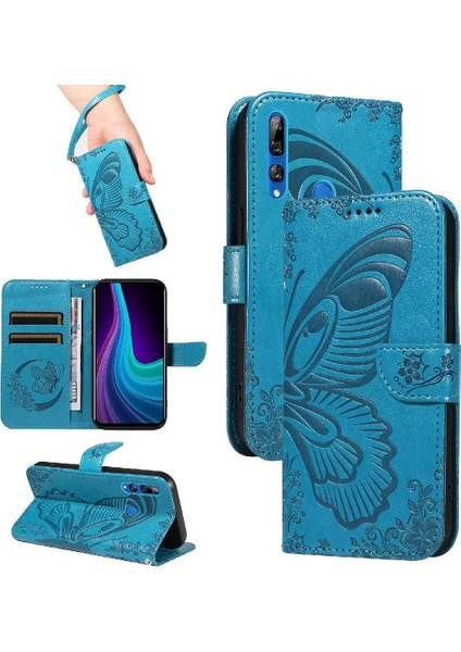 Huawei Y9 Başbakan 2019 Kabartmalı Kelebek Yüksek Kaliteli Deri Için Flip Case (Yurt Dışından)