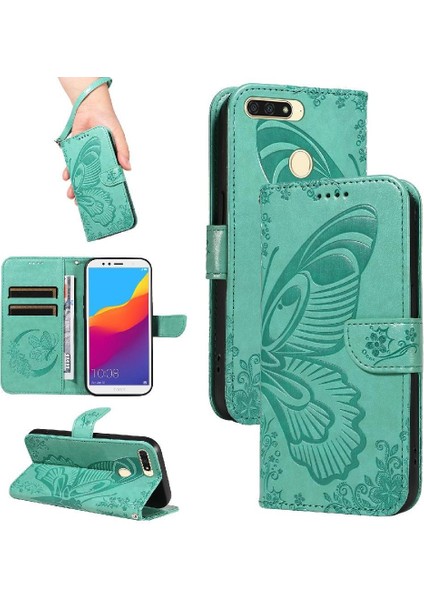 Huawei Y6 Başbakan Için Flip Case 2018 Yüksek Kaliteli Deri Kabartmalı Kelebek (Yurt Dışından)