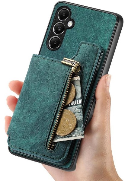 Samsung Galaxy A05S Için Kılıf Katlanabilir Arka Kapak Vintage Fermuar Cüzdan (Yurt Dışından) modelleri