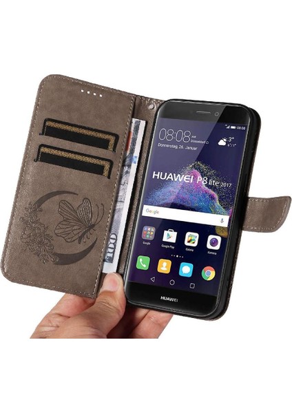 Kredi Kartı Yuvası ile Huawei P8 Lite Için Flip Case Yüksek Kalite Deri (Yurt Dışından)