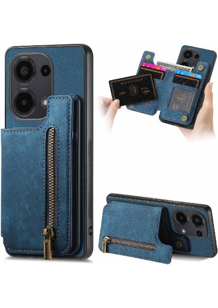 Xiaomi Redmi Için Not 13 Pro 4g Vintage Fermuar Cüzdan Standı Fonksiyonu (Yurt Dışından)