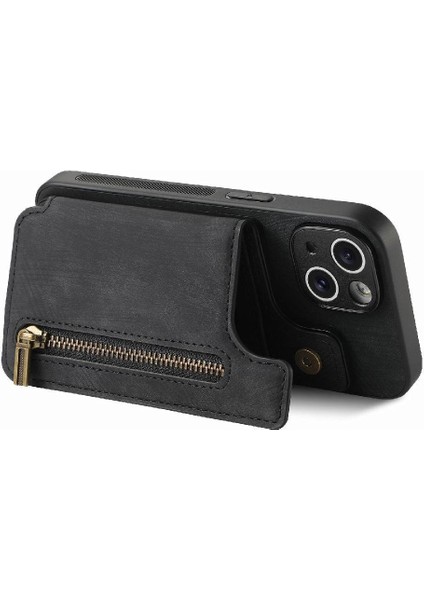 IPhone 15 Için Kılıf Katlanabilir Arka Kapak Vintage Fermuar Cüzdan Standı Fonksiyonu (Yurt Dışından) modelleri