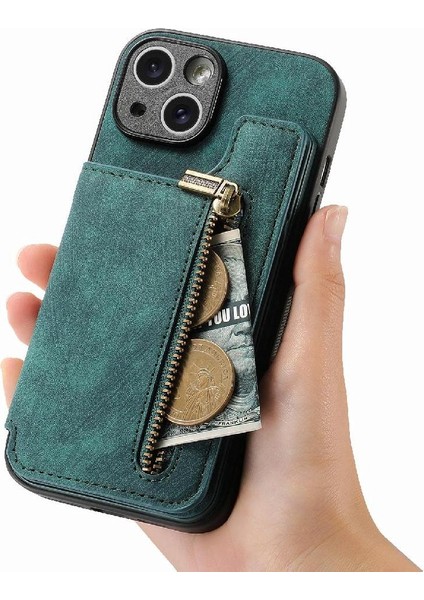 IPhone 15 Için Kılıf Katlanabilir Arka Kapak Vintage Fermuar Cüzdan Standı Fonksiyonu (Yurt Dışından) fiyatları