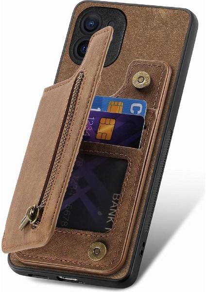 IPhone 12 Için Kılıf Katlanabilir Arka Kapak Vintage Fermuar Cüzdan Standı Fonksiyonu (Yurt Dışından) modelleri