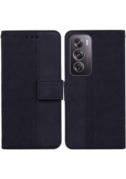 Oppo Oppo 12 Pro 5g Için Flip Case Premium Pu Deri Geometrik Kabartmalı (Yurt Dışından)