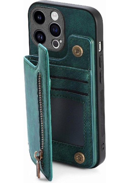 IPhone 15 Için Kılıf Pro Vintage Fermuar Cüzdan Standı Fonksiyonu Katlanabilir Geri (Yurt Dışından) fırsatları