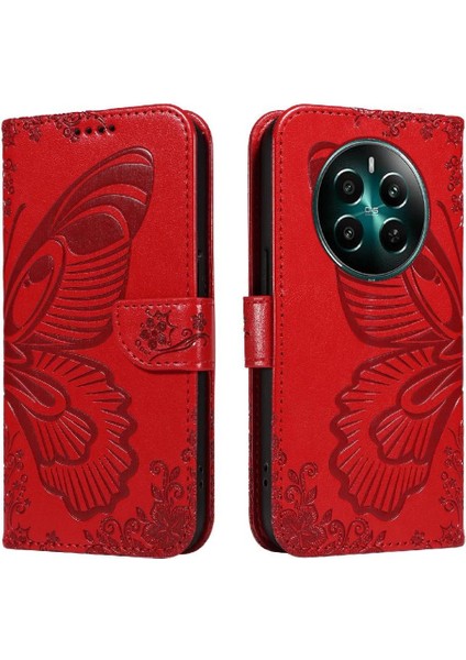 Kredi Kartı Yuvası ile Realme 12 Artı Kabartmalı Kelebek Için Flip Case Yüksek (Yurt Dışından) modelleri