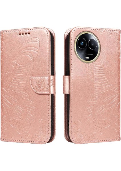 Realme 11X 5g Yüksek Kaliteli Deri Kabartmalı Kelebek Için Flip Case (Yurt Dışından)