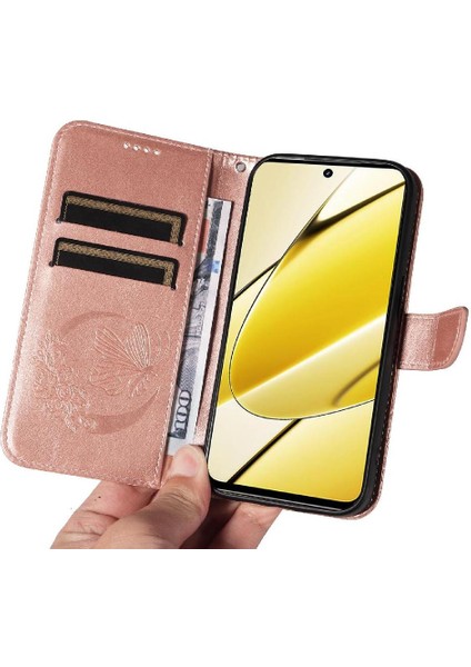 Realme 11X 5g Yüksek Kaliteli Deri Kabartmalı Kelebek Için Flip Case (Yurt Dışından)