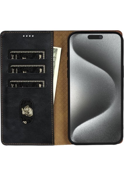 IPhone 14 Için Flip Case Pro Manyetik Kapatma Anti Kayma Yan Cep Kartı (Yurt Dışından)