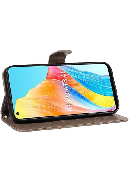 Kredi Kartı Yuvası Kabartmalı Kelebek El ile Oppo A78 4g Için Flip Case (Yurt Dışından)