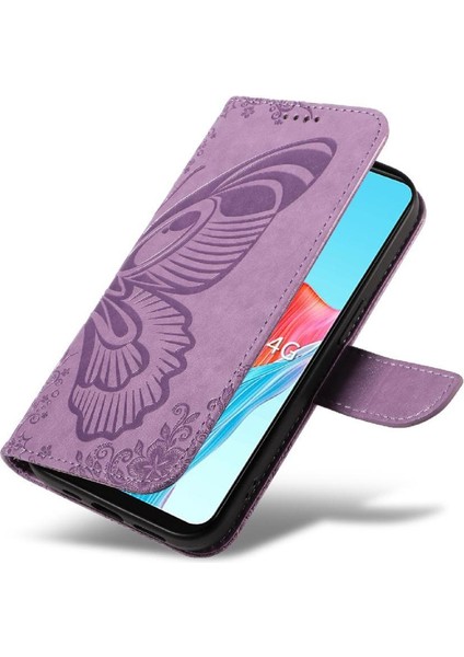 Kredi Kartı Yuvası Kabartmalı Kelebek El ile Oppo A78 4g Için Flip Case (Yurt Dışından) modelleri