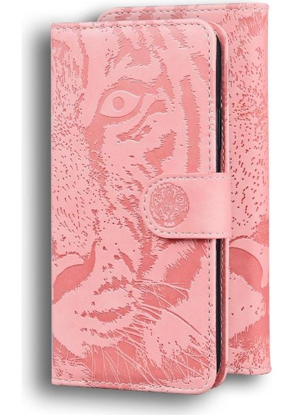 IPhone 16 Için Flip Case Artı Kabartmalı Sevimli Kaplan Deri Cüzdan Kickstand (Yurt Dışından)
