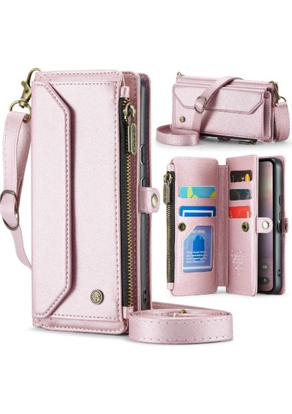 Kadınlar Için Crossbody Durumda Google Piksel 9 Cüzdan Durumda Fermuar Faturaları Yuvası (Yurt Dışından)