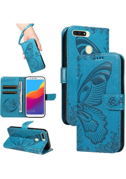 Huawei Y6 Başbakan Için Flip Case 2018 Yüksek Kaliteli Deri Kabartmalı Kelebek (Yurt Dışından) fırsatları