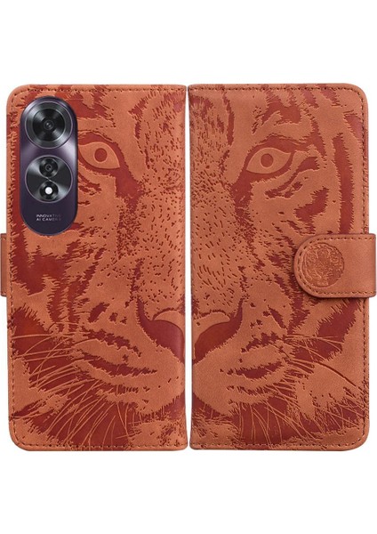 Oppo A60 4g Deri Cüzdan Kabartmalı Sevimli Kaplan Kickstand Için Flip Case (Yurt Dışından)