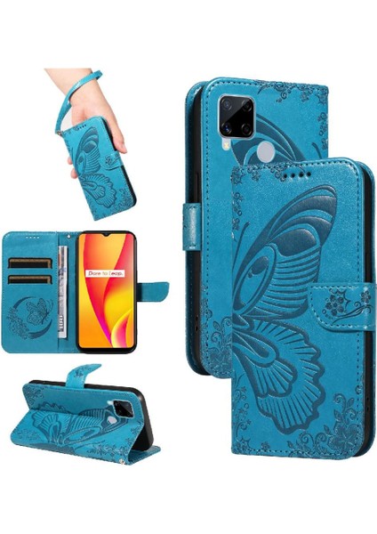 Reamle C25 Için Flip Case Kart ile Yüksek Kaliteli Deri Kabartmalı Kelebek (Yurt Dışından)