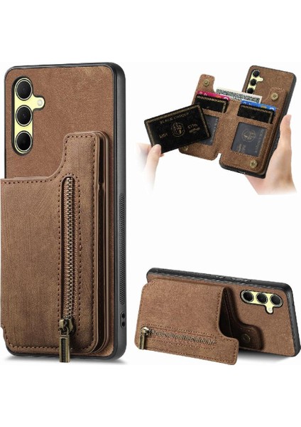 Samsung Galaxy A35 5g Için Kılıf Vintage Fermuar Cüzdan Standı Fonksiyonu Geri (Yurt Dışından)