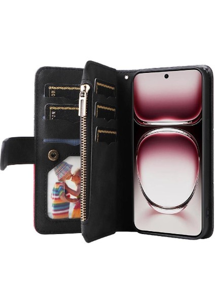 Oppo Oppo 12 Pro 5g Dokuz Kart Yuvaları Iki Renkli Dikiş Kickstand Için Kılıf (Yurt Dışından) modelleri