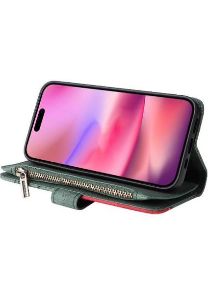 IPhone 16 Için Dokuz Kart Yuvaları Kart Yuvası ile Iki Renkli Dikiş (Yurt Dışından) modelleri