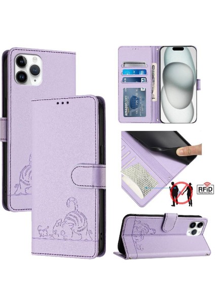 IPhone 11 Için Kılıf Pro Max Cüzdan Kapak Çevirin Kart Yuvası Tutucu Kickstand (Yurt Dışından)