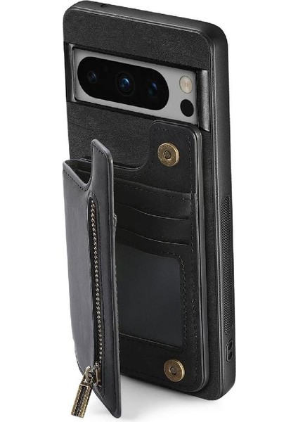 Google Piksel 8 Pro Için Kılıf Katlanabilir Arka Kapak Vintage Fermuar Cüzdan (Yurt Dışından)