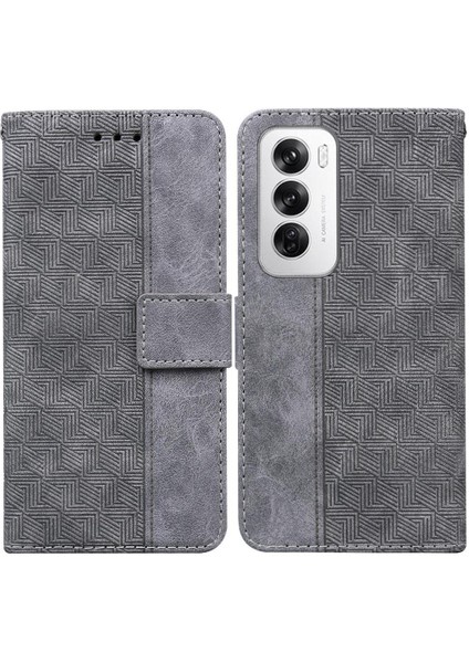 Oppo Flip 12 5g Flip Folio Kickstand Özelliği Için Flip Case Geometrik Pu (Yurt Dışından)