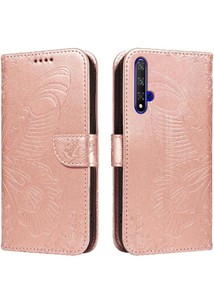 Huawei Nova 5t Için Flip Case Kabartmalı Kelebek Ayrılabilir El Kayışı ile (Yurt Dışından)