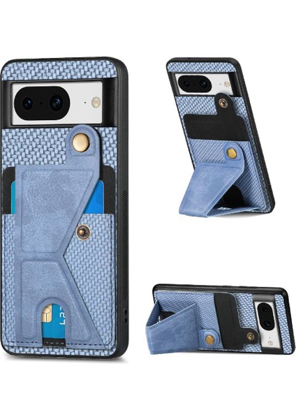 Google Pixel 8 Stand Fonksiyonu Manyetik Tasarım Braketi Kart Sahibi Için Kılıf (Yurt Dışından)
