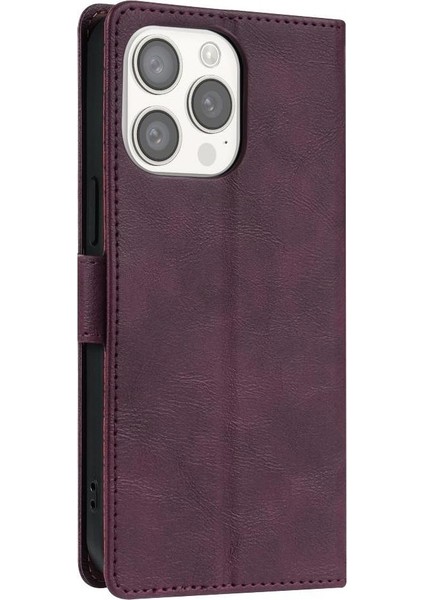 IPhone 14 Için Flip Case Pro Max Çift Katmanlı Koruma Yan Cep Kartı (Yurt Dışından)
