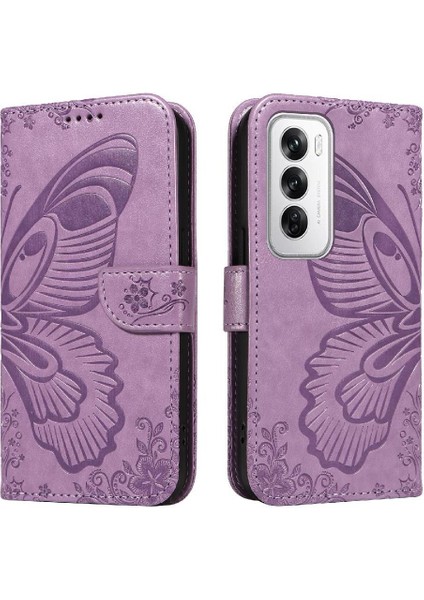Oppo Oppo 12 5g Için Flip Case Ayrılabilir El Kayışı Kabartmalı Kelebek (Yurt Dışından)