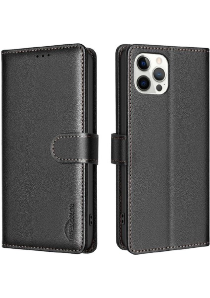 IPhone 12 Için Flip Case Manyetik Kart Tutucu Kickstand Cüzdan Pu Deri (Yurt Dışından) indirimleri